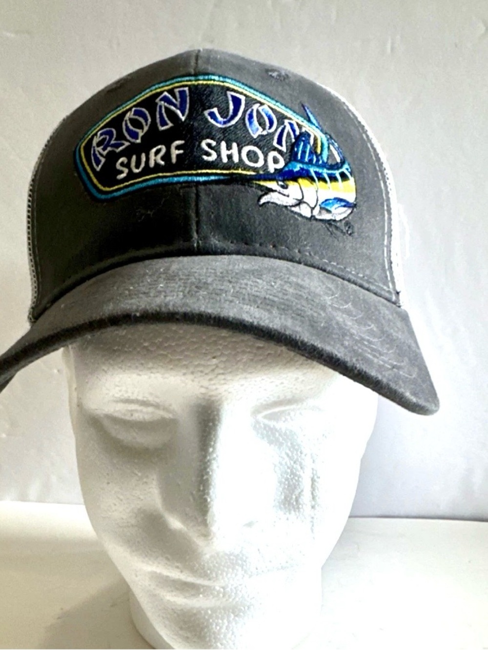 Ron Jon Surf Shop Gray Trucker Hat with Blue Embroidery